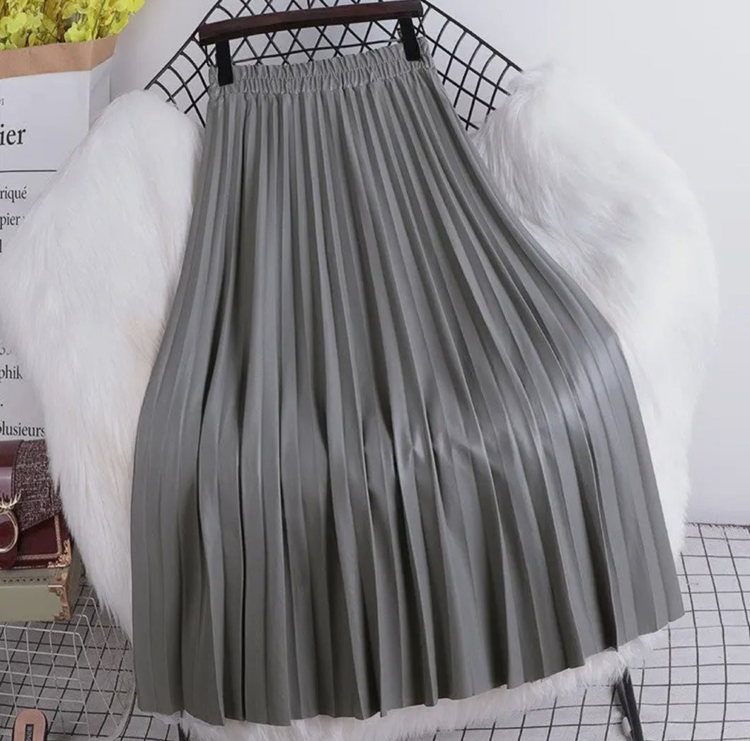 Leather Pleated Skirt