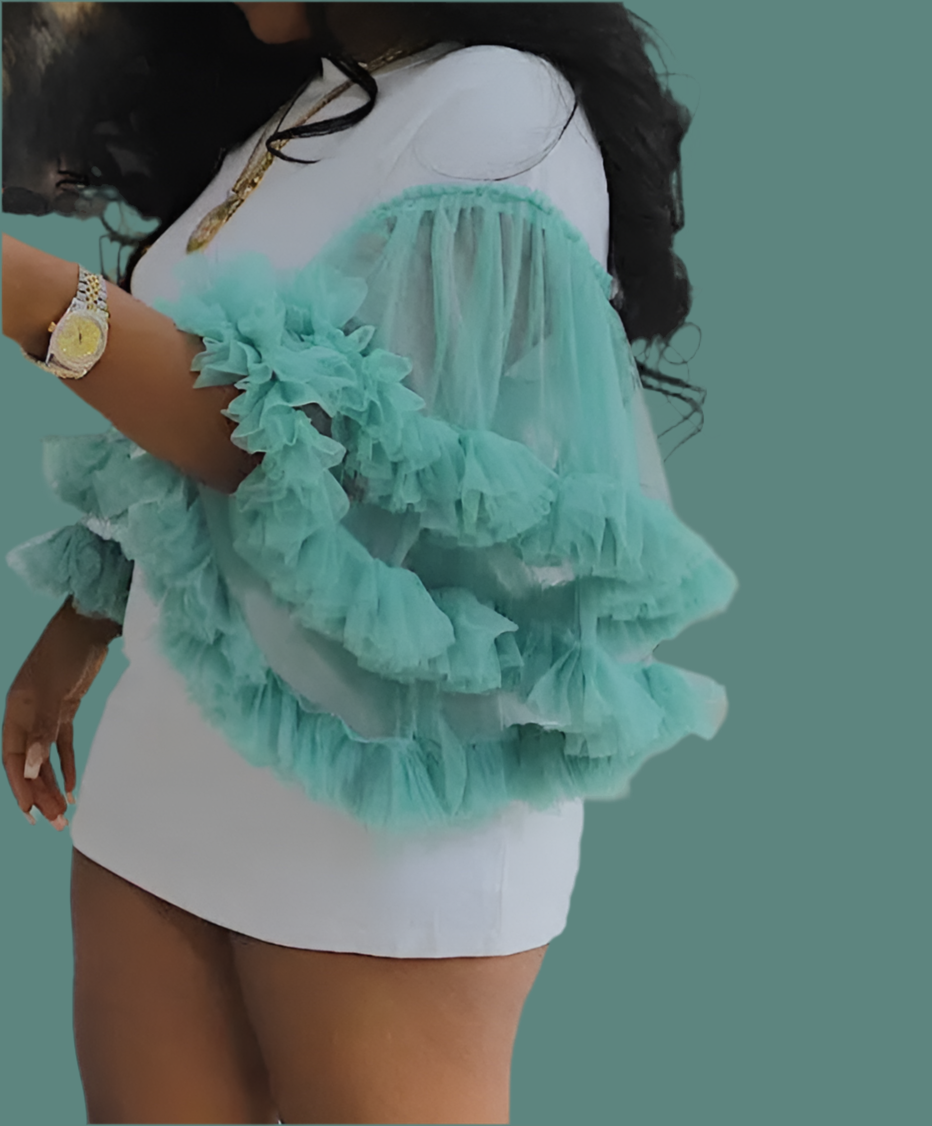 Fluff sleeve t-shirt dress