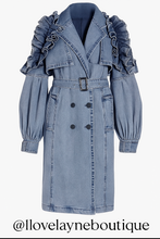 Load image into Gallery viewer, Yunique Denim Ruffle Trench

